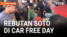 Suasana sempat ricuh dalam acara peresmian Car Free Day (CFD) di Klaten, Jawa Tengah, saat ribuan warga saling dorong dan berebut untuk mendapatkan soto gratis yang disediakan panitia.