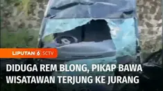 Diduga rem blong, sebuah mobil pikap yang mengangkut rombongan wisatawan terjun ke dalam jurang di ruas jalan Desa Setianegara, Kuningan, Jawa Barat. Akibat kecelakaan tunggal ini, sang sopir dan tiga penumpang pikap tewas.