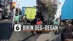 Detik-detik usahanya menyalip begitu ngeri, lantaran tangga sempat oleng.