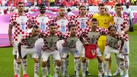 Timnas Kroasia berfoto sebelum dimulainya laga matchday pertama Grup F Piala Dunia 2022 menghadapi Timnas Maroko di Al Bayt Stadium, Qatar, Rabu (23/11/2022) sore WIB. (AP/Manu Fernandez)
