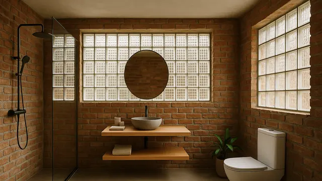 Inspirasi Desain Glass Block Kamar Mandi yang Lagi Tren di 2025/via AI
