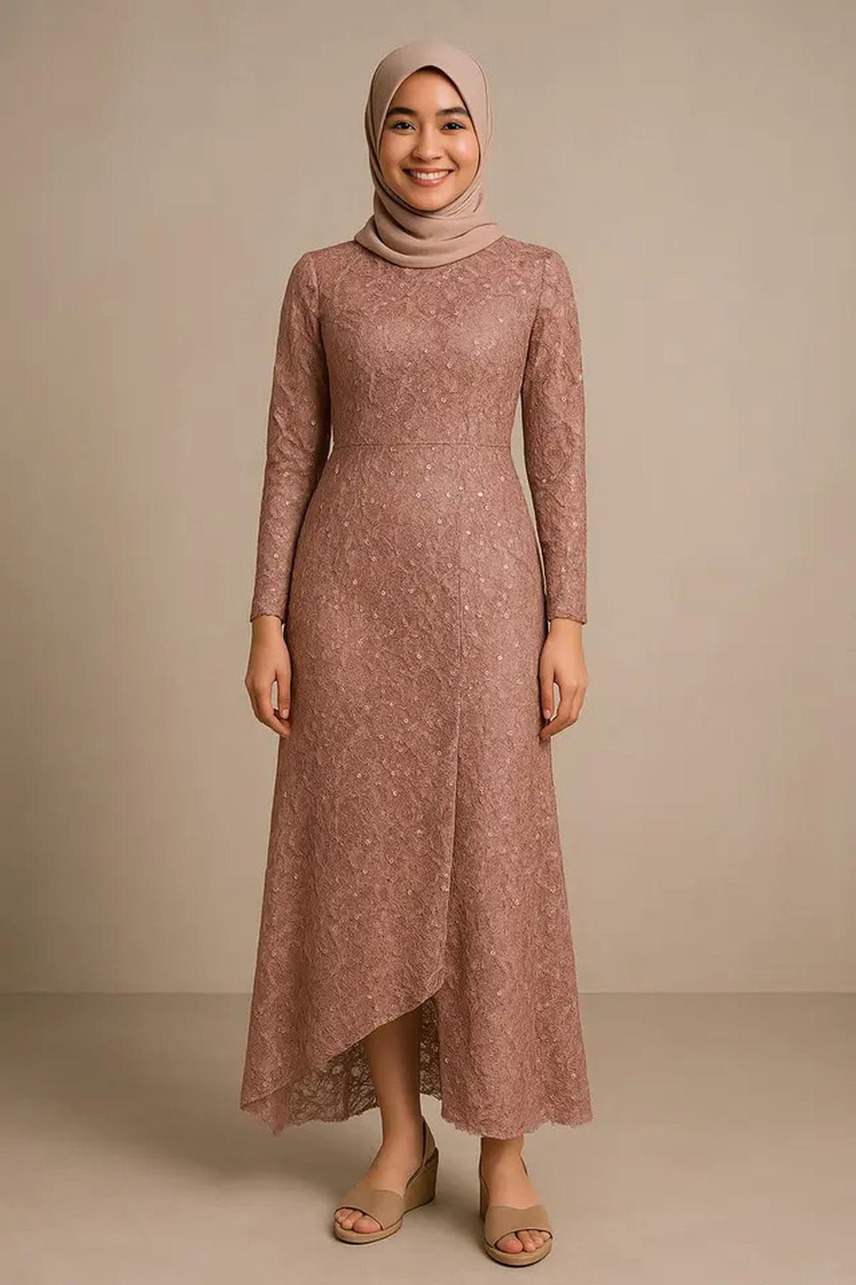 10 Model Long Dress Brokat Kombinasi Payet Terbaru, Stylish untuk Wanita Muda