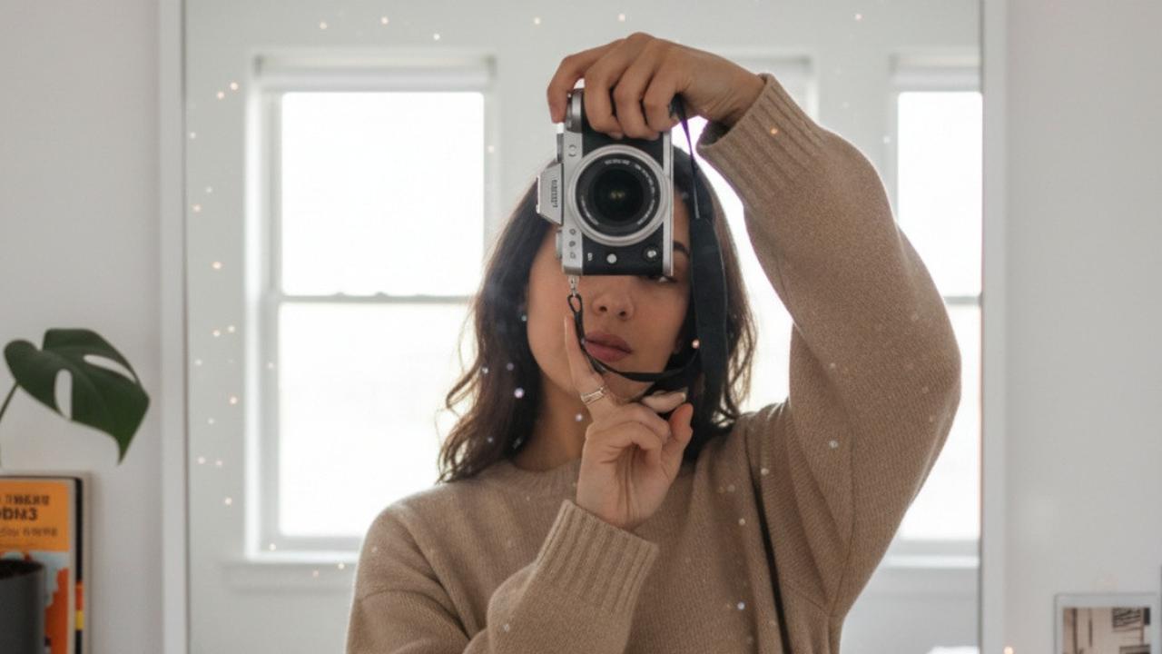 Ilustrasi Prompt Gemini AI Foto di Kaca dengan Kamera