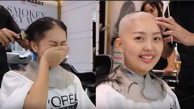 Momen Haru Wanita Pengidap Kanker Tetap Tersenyum Saat Rambutnya Dibotakin