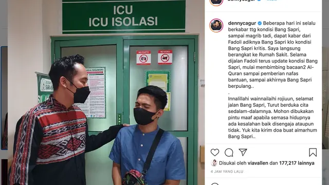 Unggahan Denny Cagur soal Sapri Pantun. (Foto: Instagram @dennycagur)