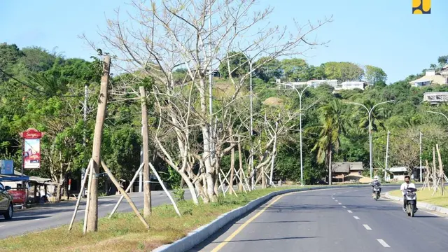 Menteri PUPR Basuki Hadimuljono menginstruksikan agar penghijauan di koridor jalan kawasan Sirkuit Mandalika tetap dioptimalkan, khususnya pada median jalan dan bukit di sekitar jalan. (Dok Kementerian PUPR)