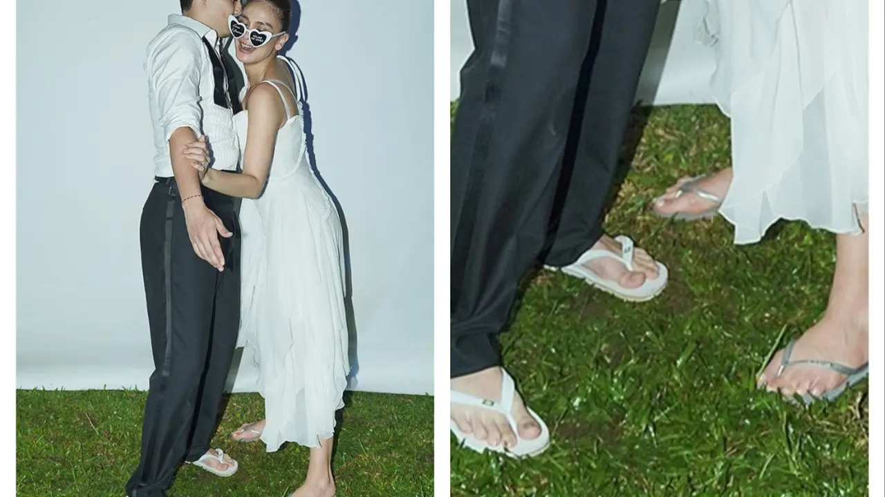 Gaya Luna Maya dan Maxime Bouttier pakai sandal jepit /Instagram @lunamaya