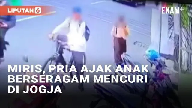 VIDEO: Miris, Pria Ajak Anak Curi Barang Pemotor di Jogja