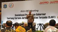 Hari Nugroho, Kepala Dinas Bina Marga DKI Jakarta, dalam acara Kick Off Meeting, Sosialisasi Peraturan Gubernur tentang Sarana Jaringan Utilitas Terpadu di Jakarta (28/11)