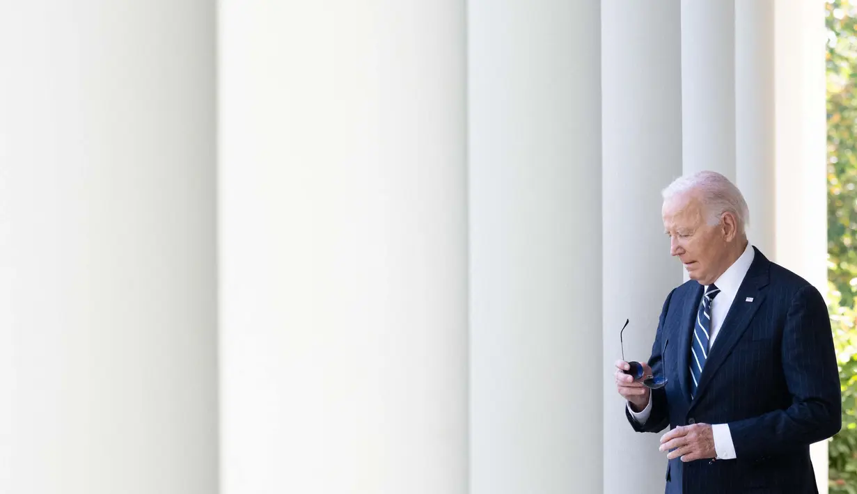 Presiden AS Joe Biden menyampaikan pidato terkait hasil pemilihan presiden. (SAUL LOEB/AFP)