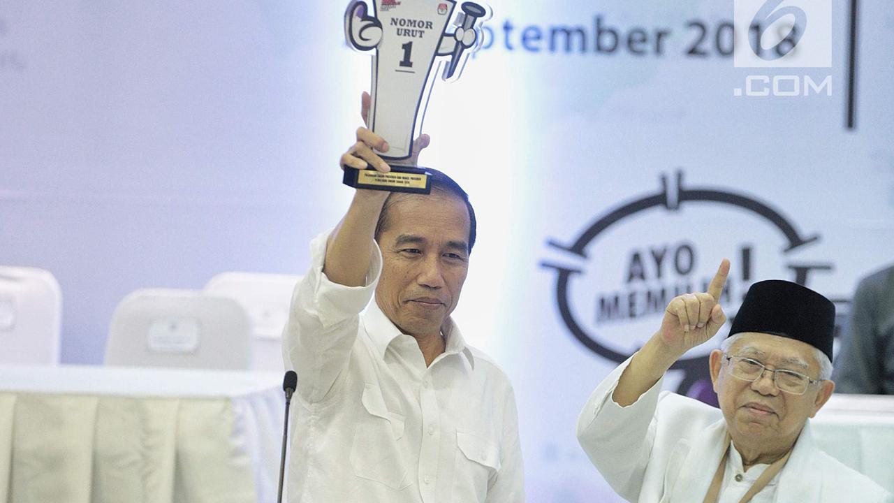 Gaya Pidato Jokowi-Ma'ruf dan Prabowo-Sandi Usai Dapat Nomor Urut