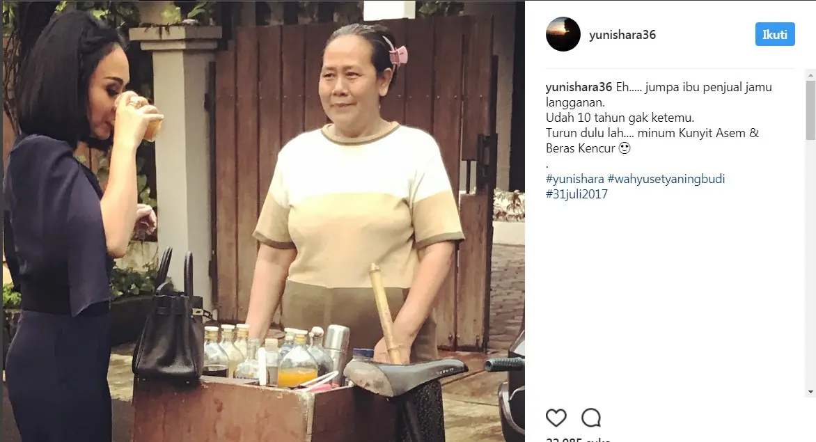 Sering minum jamu, bikin Yuni Shara awet muda (Foto: Instagram)