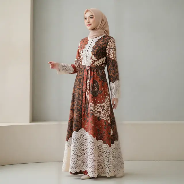 9 Model Gamis Batik Brokat Gaya Elegan Simpel ala 2026