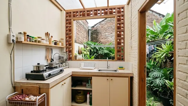 Dapur Semi Outdoor dengan Ventilasi Maksimal