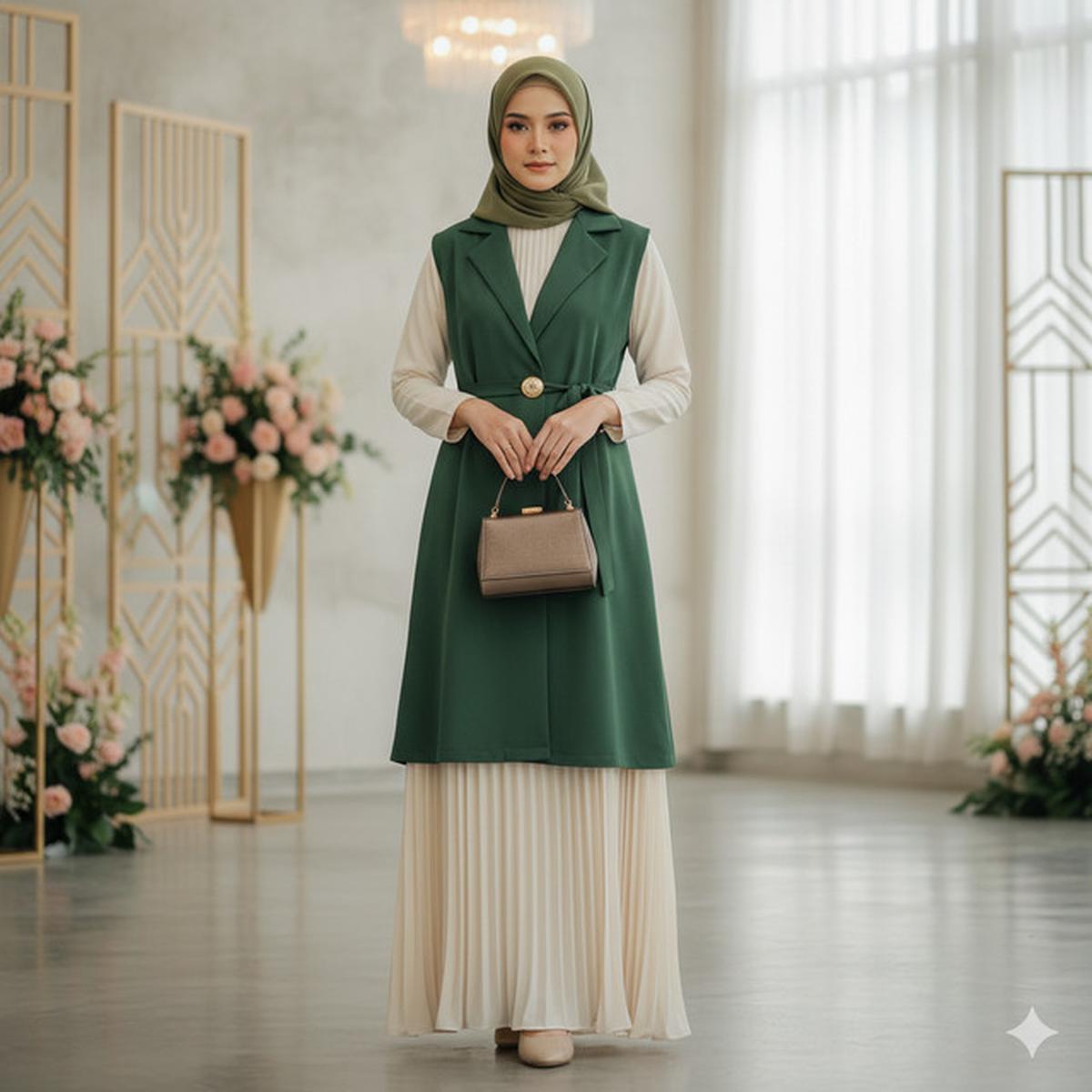 7 Model Gamis Terbaru Kombinasi Rompi, Tampil Modis dan Elegan untuk Segala Acara