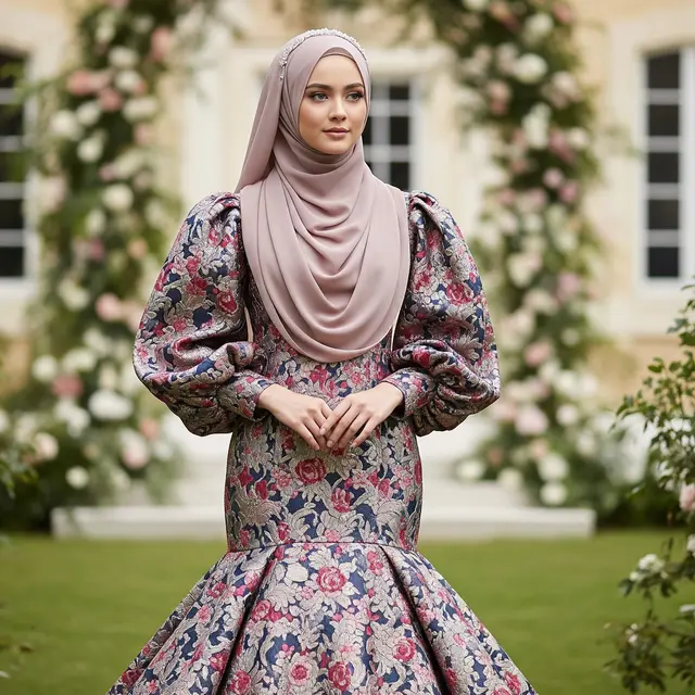 Model Baju Bridesmaid Duyung Brokat Lengan Balon