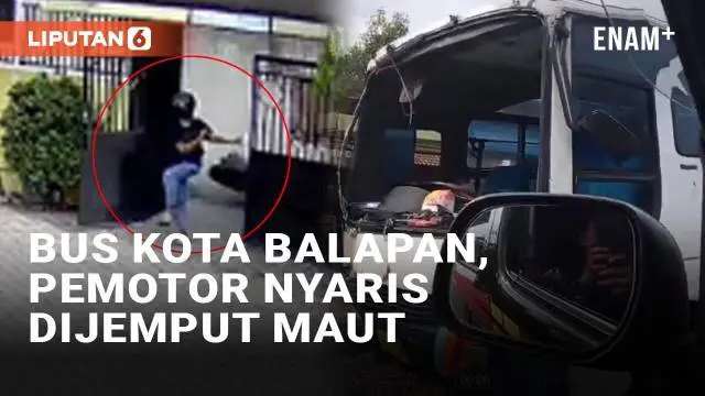 VIDEO: Detik-Detik Pemotor di Banjarnegara Nyaris Dijemput Maut, Lari Sebelum Diterjang Bus