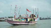 Perahu Bidar jadi atraksi bersejarah dan keren di Festival Sriwijaya 2018.