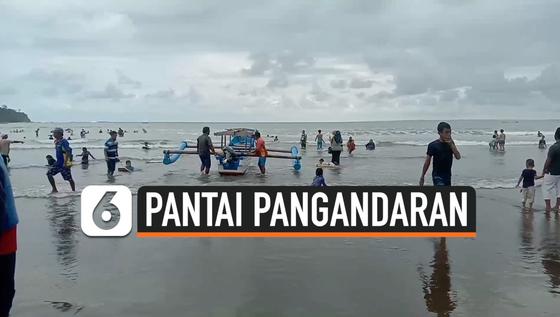 VIDEO: Padati Pantai Pangandaran, Banyak Wisatawan Abaikan Protokol Kesehatan
