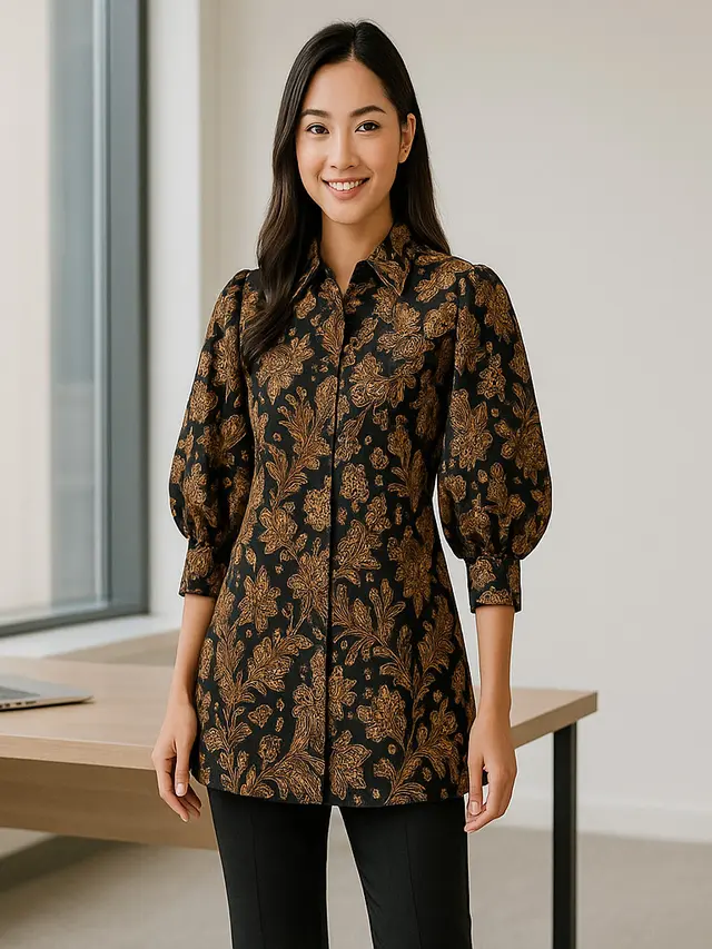 Model Baju Batik Tunik Kantor/Ilustrasi gambar oleh AI