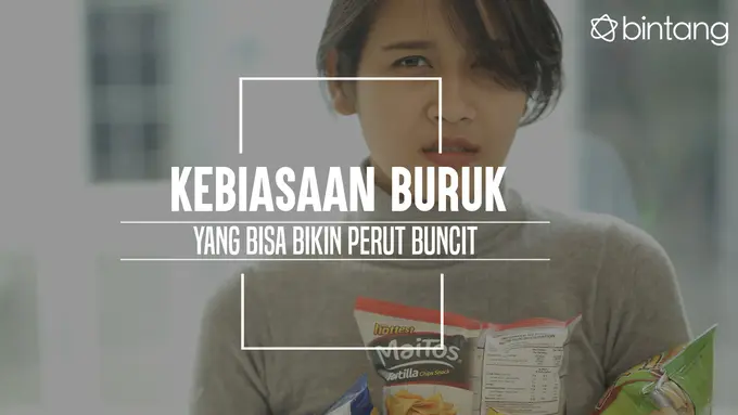 Kebiasaan yang bisa bikin perut buncit. (Foto: Daniel Kampua, Model: Arieni Mayesha, Digital Imaging: Nurman Abdul Hakim/Bintang.com)