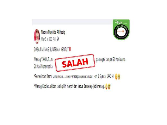 Cek Fakta Tidak Benar Pemerintah Putuskan Hari Raya Idul Fitri 1422 Pada 11 Mei 2021 Cek Fakta Liputan6 Com