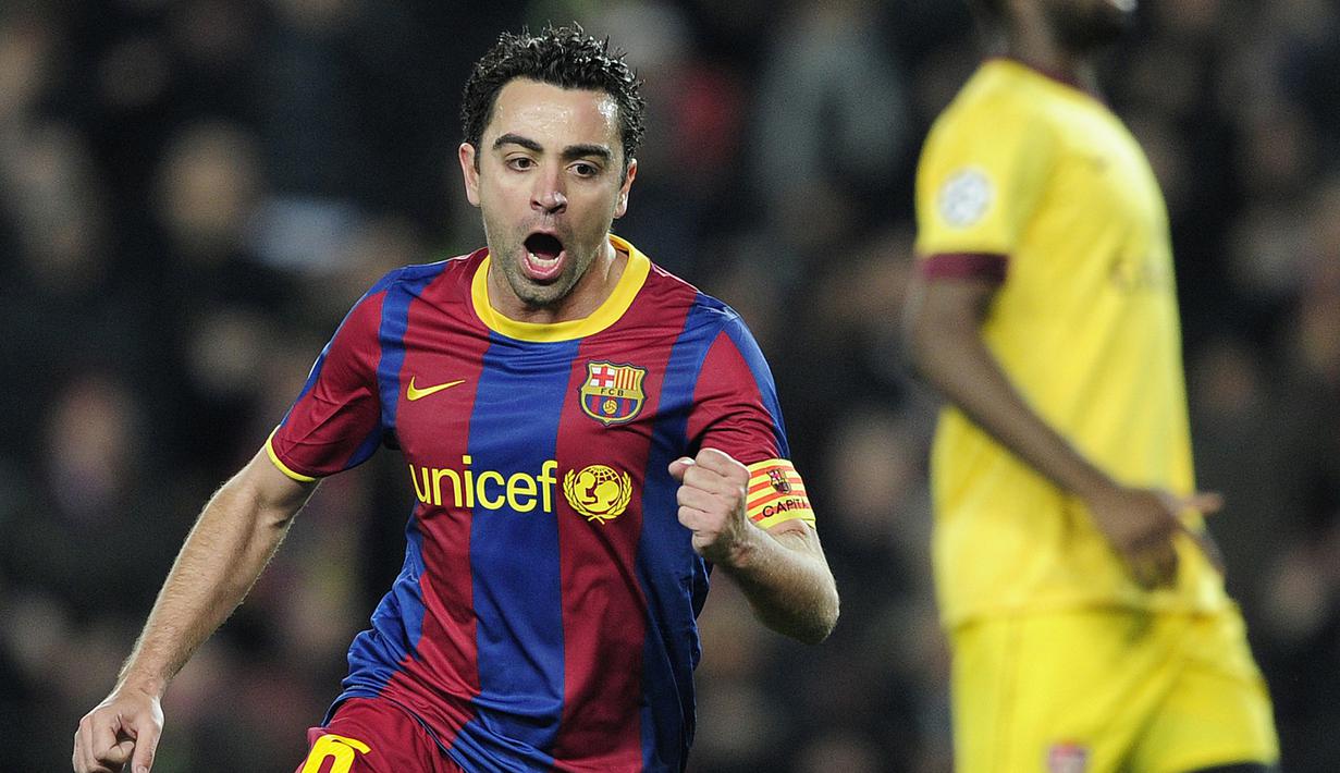 2. Xavi Hernandez - Gelandang Legendaris ini adalah salah satu sosok dibalik kesuksesan Barcelona dan Timnas Spanyol meraih trofi. Kini pria berusia 39 tahun itu memutuskan pensiun dan melanjutkan karirnya sebagai pelatih. (AFP/Josep Lago)