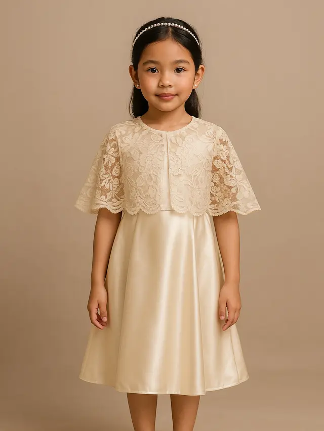 Dress A-Line Cape Style Kombinasi Brokat (Foto: ChatGPT)