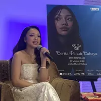 Naura Ayu dalam media junket Naura Ayu “Cerita Penuh Cahaya” Live Showcase di Jakarta, Kamis (30/7/2026). (Liputan6.com/Nola Vemiliana)