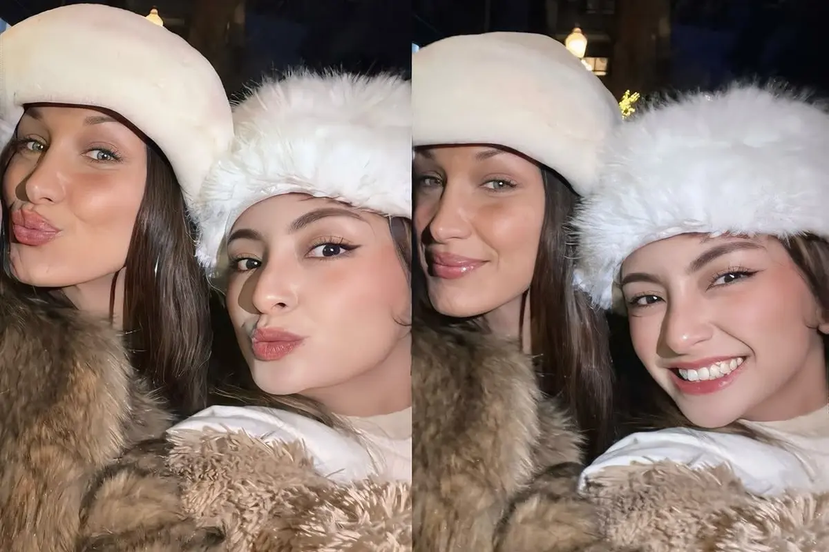 Momen Tak Terduga Valerie Tifanka Bertemu Bella Hadid saat Liburan di Aspen, Tampil Serasi dengan Mantel Bulu