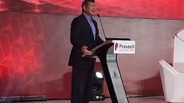 Utusan Khusus Presiden Bidang Iklim dan Energi Hashim Djojohadikusumo dalam acara Prasasti Indonesia Policy Forum 2026 di Jakarta, Selasa (13/10/2026).