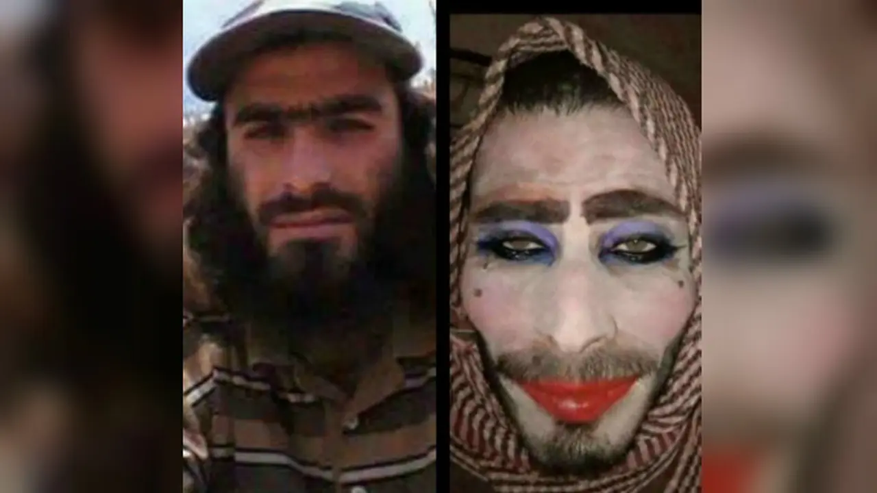 Penampilan sebelum dan sesudah salah satu anggota ISIS yang menyamar menjadi perempuan (Dokumentasi Militer Irak)