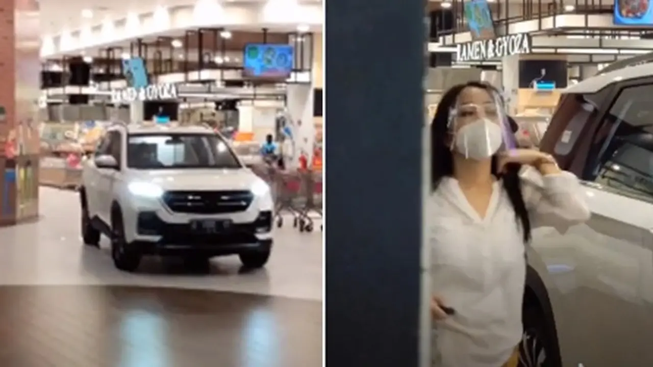 Viral Video Wanita Bawa Mobil Masuk ke Mal, Bak Sultan