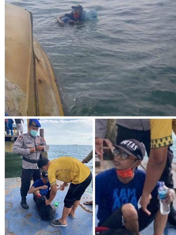 Saat ditemukan, Dedik sudah sangat lemas karena telah mengapung di lautan selama 3 jam. (Sumber: Instagram/ndorobeii via merdeka.com)