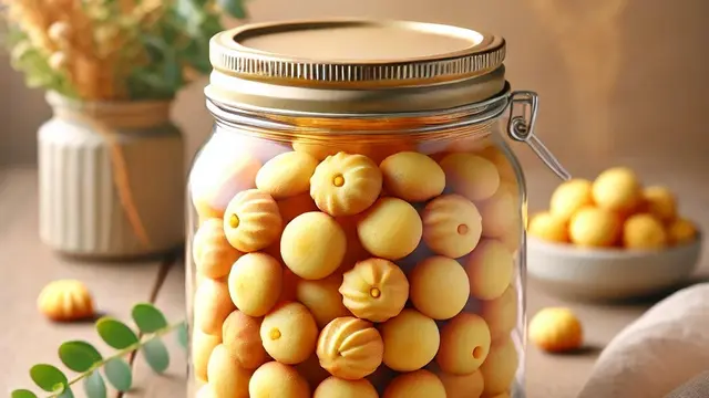 illustrasi nastar mini dalam toples