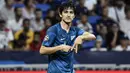 Selebrasi striker Zenit St Petersburg, Sardar Azmoun setelah mencetak gol ke gawang Olympique Lyon dalam laga Liga Champions 2019/2020 di Decines-Charpieu, Lyon (17/9/2019). Pemain asal Iran berusia 28 tahun yang sejak tengah musim 2021/2022 memperkuat Bayer Leverkusen ini pernah menjadi top skor di Liga Rusia (Russian Premier League) dengan torehan 17 gol pada musim 2019/2020 saat membela Zenit St Petersburg. (AFP/Jeff Pachoud)