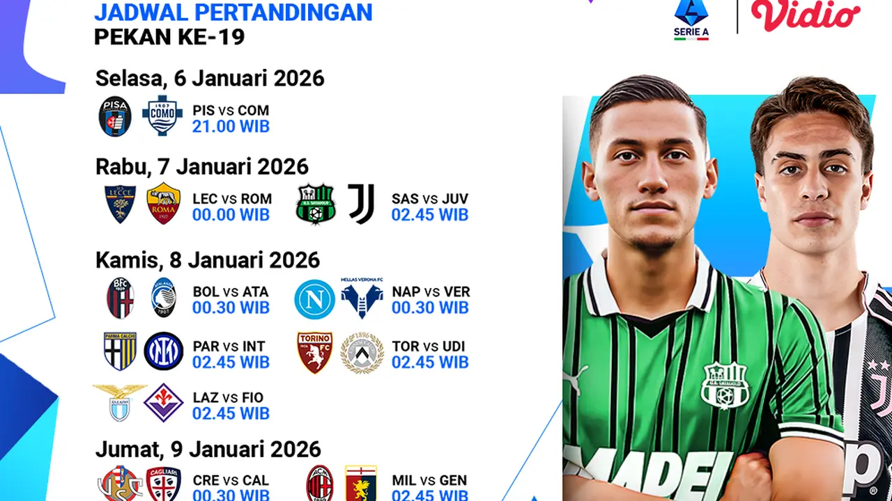 Jadwal Serie A pekan ke-19 live streaming eksklusif di Vidio. (dok. vidio.com)