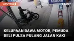 Pikiran kurang fokus ditunjukkan oleh seorang pemuda saat beli sesuatu di konter pulsa mengundang perhatian