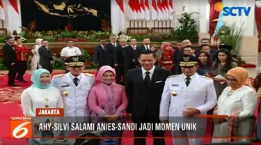 Pelantikan gubernur dan wakil gubernur DKI Jakarta Anies Baswedan-Sandiaga Uno yang digelar di Istana Negara berlangsung cukup meriah.