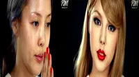  Blogger kecantikan asal Korea Selatan merias wajah mirip Taylor Swift.
