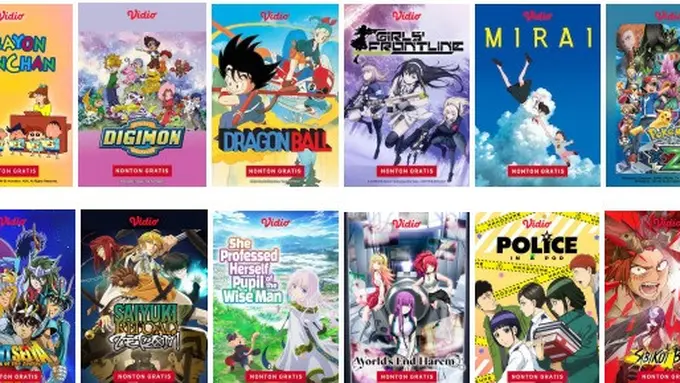 Vidio menyajikan tayangan anime secara gratis