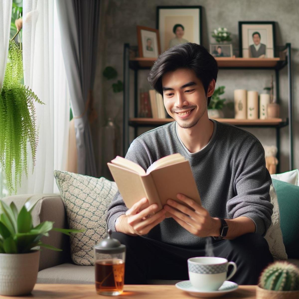 Ilustrasi Membaca Buku di Rumah