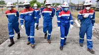 Direktur Keuangan PT Pertamina (Persero) Emma Sri Martini mengisi kegiatan Safari Ramadan Pertamina dengan mengunjungi Stasiun Pengumpul (SP) Bangadua di Indramayu, Jawa Barat.