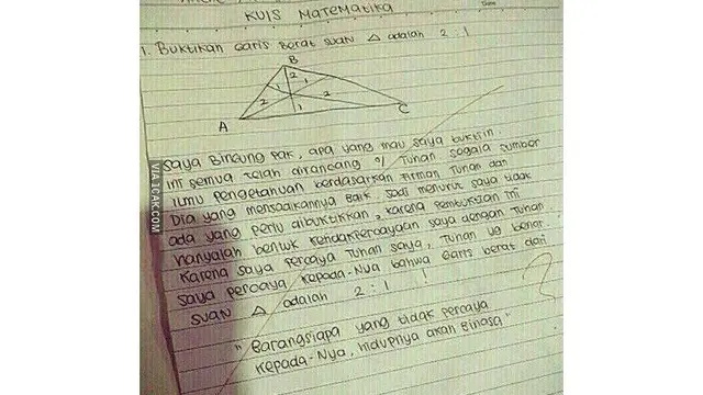 6 Jawaban Pasrah Siswa di Soal Matematika Ini Kata-Katanya Bijak Banget
