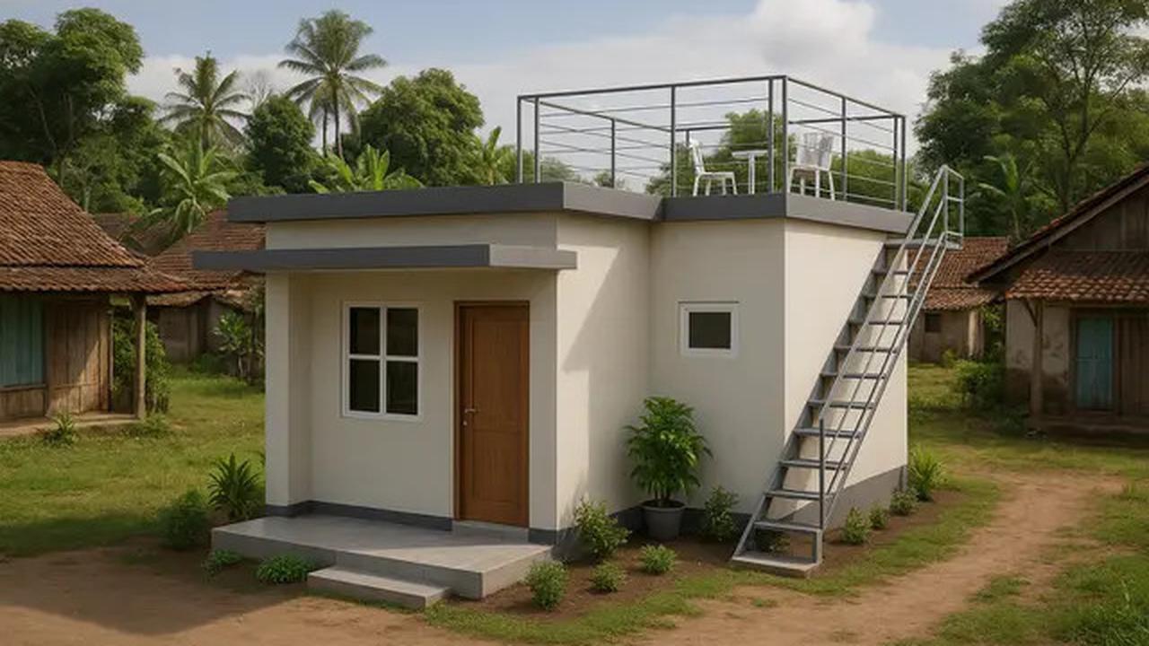 7 Gambar Rumah Sederhana Ukuran 6x9 di Kampung dengan Atap Datar
