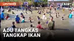 Ratusan warga di Kabupaten Kuningan Jawa Barat, antusias mengikuti tradisi ngobeng balong atau menangkap ikan dengan tangan kosong. Kegiatan tersebut rutin digelar setiap tahun, menjelang hari jadi Kabupaten Kuningan.