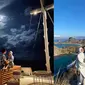 Potret Bulan Madu Dinda Hauw dan Rey Mbayang di Labuan Bajo. (Sumber: Instagram.com/rey_mbayang dan Instagram.com/fanbase_reydein)