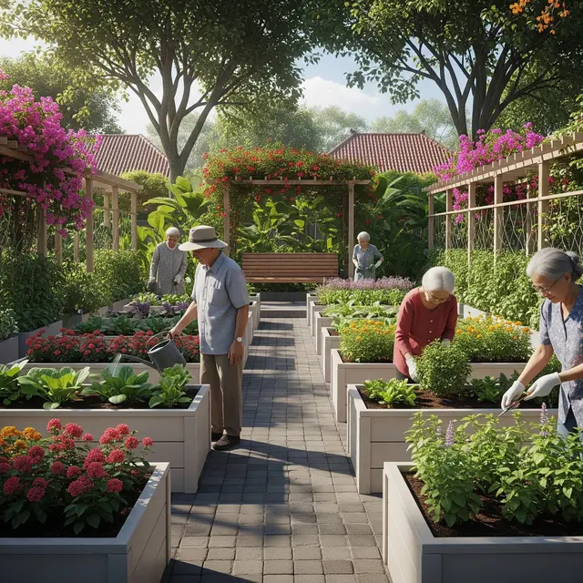 Area Berkebun yang Ramah Lansia (AI Generated)