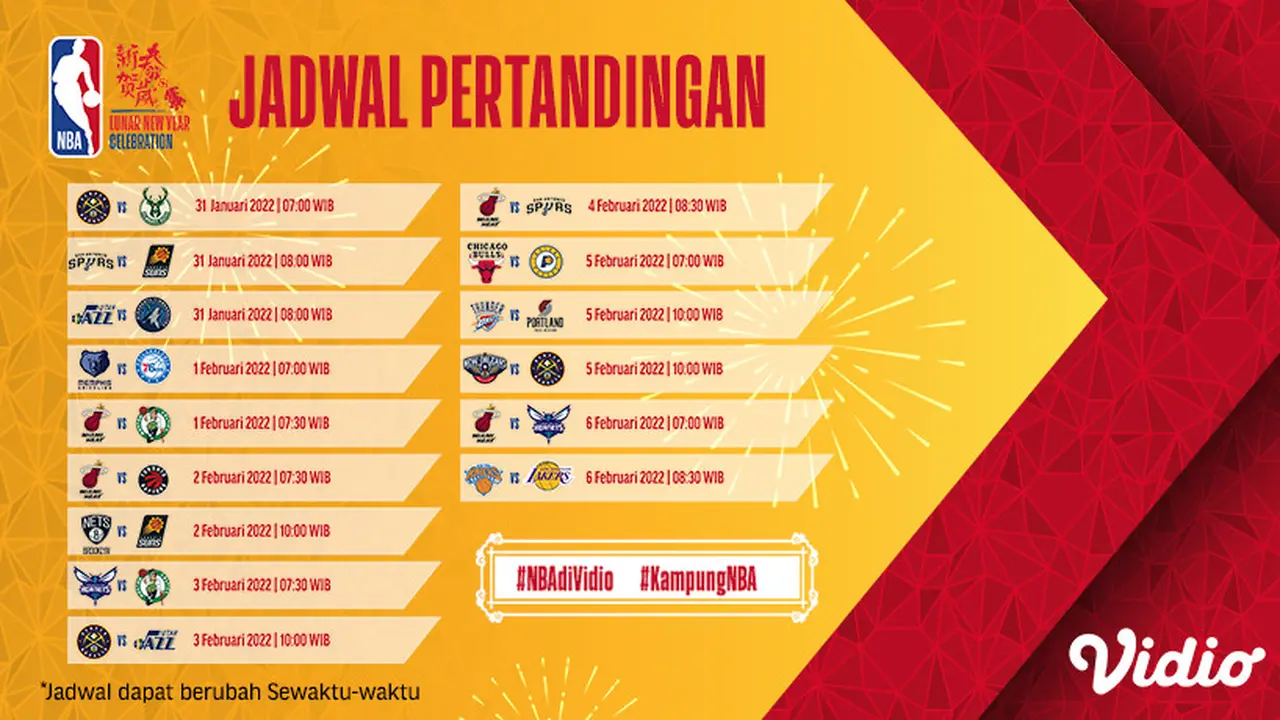 Link Live Streaming NBA Week 16 di Vidio, 31 Januari - 6 Februari 2022