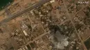 Banyak di antara serangan-serangan tersebut terjadi di lingkungan kelas atas Rimal di Kota Gaza, sebuah wilayah yang merupakan tempat bagi pusat operasional Hamas serta bangunan tempat tinggal dan kantor organisasi non-pemerintah. (Satellite image ©2023 Maxar Technologies via AP)
